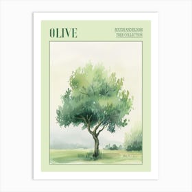 Olive Tree Atmospheric Watercolour Painting 1 Poster Art Print