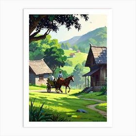 Horse Drawn Carriage In The Countryside Art Print