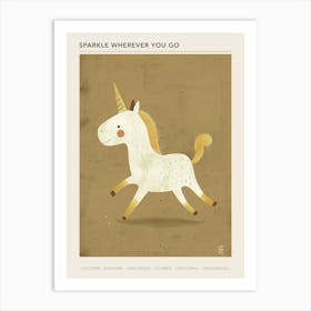 Muted Pastels Unicorn Galloping 1 Poster Art Print