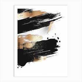 Black And Gold Brush Strokes 2 Art Print