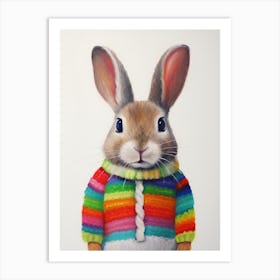 Baby Animal Wearing Sweater Rabbit 1 Art Print