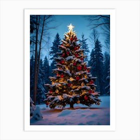 Christmas Tree In The Snow 11 Art Print