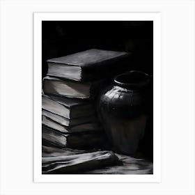 Dark Gothic Stack Of Books Art Print