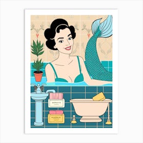 Mermaid In The Bath Art Print