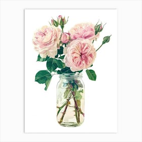 English Roses Painting Rose In A Mason Jar 1 Art Print
