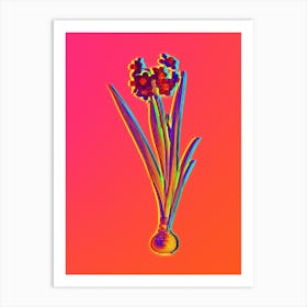 Neon Daffodil Botanical in Hot Pink and Electric Blue n.0346 Art Print