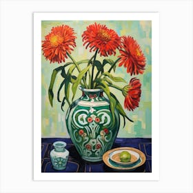 Flowers In A Vase Still Life Painting Gaillardia 3 Art Print