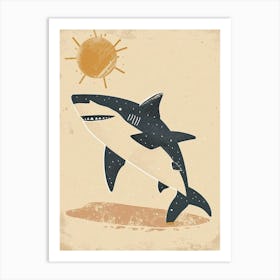 Shark & The Sun Muted Pastel Minimalist Art Print