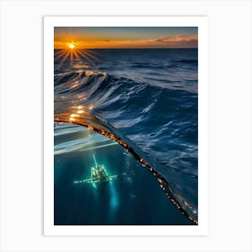 Sunset In The Ocean-Reimagined 4 Art Print