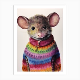 Baby Animal Wearing Sweater Shrew Art Print