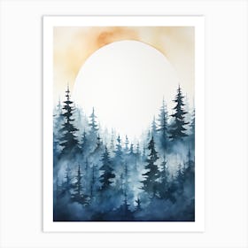 Watercolour Of Taiga Forest   Northern Eurasia And North America 2 Art Print