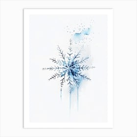Needle, Snowflakes, Minimalist Watercolour 2 Art Print