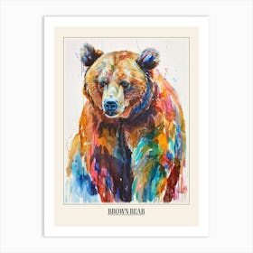 Brown Bear Colourful Watercolour 1 Poster Art Print