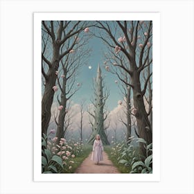 Girl In The Nightmare Fairytale Forest Art Print