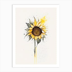 Sunflower Symbol Minimal Watercolour Art Print