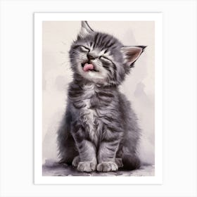 Kitten Licking Its Tongue Art Print