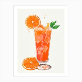 Aperol With Ice And Orange Watercolor Vertical Composition 29 Art Print