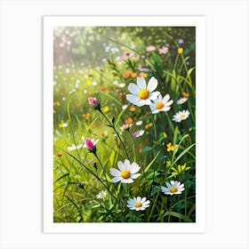 Daisies In The Meadow Art Print