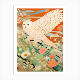Maximalist Bird Painting Snowy Owl 1 Art Print