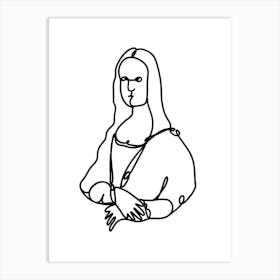 Mona Lisa Monoline Drawing Illustration Art Print