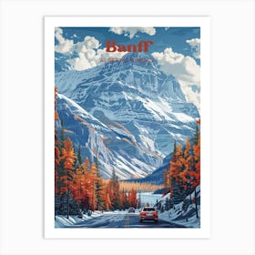 Banff Alberta Canada Autumn Travel Art Illustration Art Print