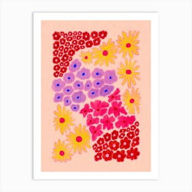 Flowers On A Pink Background Art Print