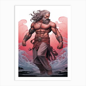  An Illustration Of Poseidon In The Style Of Neoclassicism 3 Art Print