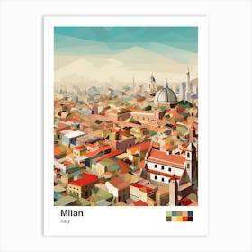 Milan, Italy, Geometric Illustration 2 Poster Art Print