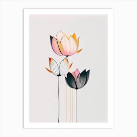 Lotus Flower Petals Minimal Line Drawing 4 Art Print