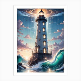 A Lighthouse In The Middle Of The Ocean 56 Art Print