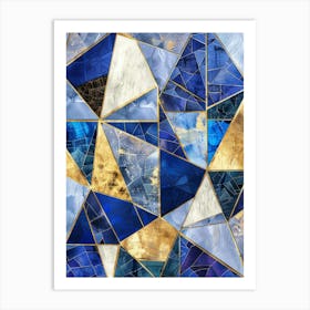 Abstract Blue And Gold Geometric Mosaic Background Art Print