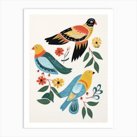 Folk Style Bird Painting Sparrow 2 Art Print