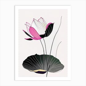 American Lotus Abstract Line Drawing 1 Art Print