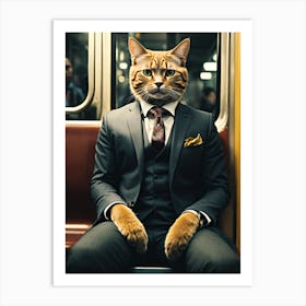 Cat In A Suit Art Print