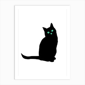 Black Cat With Green Eyes Art Print