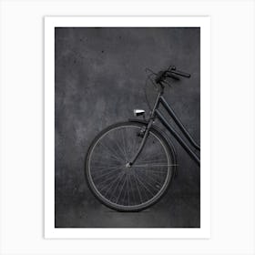 Black Vintage Bike & Concrete Love Art Print