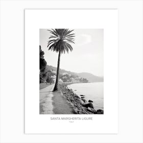 Poster Of Santa Margherita Ligure, Italy, Black And White Photo 1 Art Print