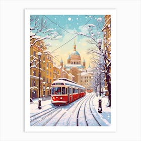 Vintage Winter Travel Illustration St Petersburg Russia 1 Art Print