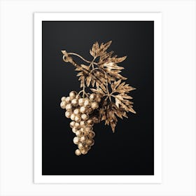 Gold Botanical Grape Vine on Wrought Iron Black n.4360 Art Print