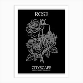 Rose Cityscape Line Drawing 4 Poster Inverted Art Print