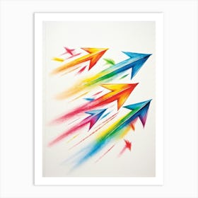 Arrows Composed Of Chalk And Crayon Strokes Floating Whimsically Against A Stark White Background (2) Art Print