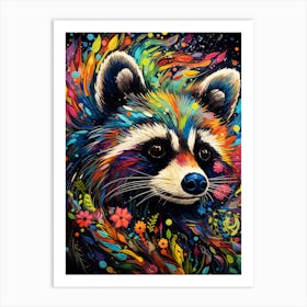 A Common Raccoon Vibrant Paint Splash 2 Art Print