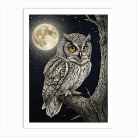 Owl At Night 6 Art Print