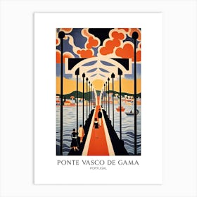 Ponte Vasco De Gama, Portugal, Colourful 1 Travel Poster Art Print