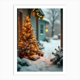 Christmas Tree In The Snow Art Print