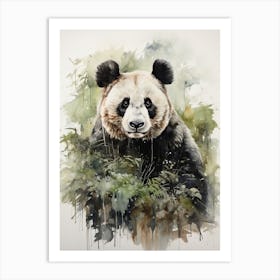 Panda, Japanese Brush Painting, Ukiyo E, Minimal 3 Art Print