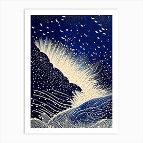 Water Splatter Water Waterscape Linocut 2 Art Print