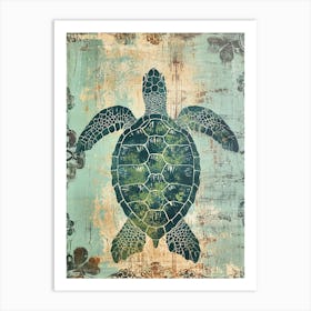 Ornamental Sea Turtle Wallpaper Style 8 Art Print