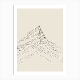 Makalu Nepal China Line Drawing 1 Art Print