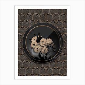 Shadowy Vintage Noisette Roses Botanical in Black and Gold Art Print